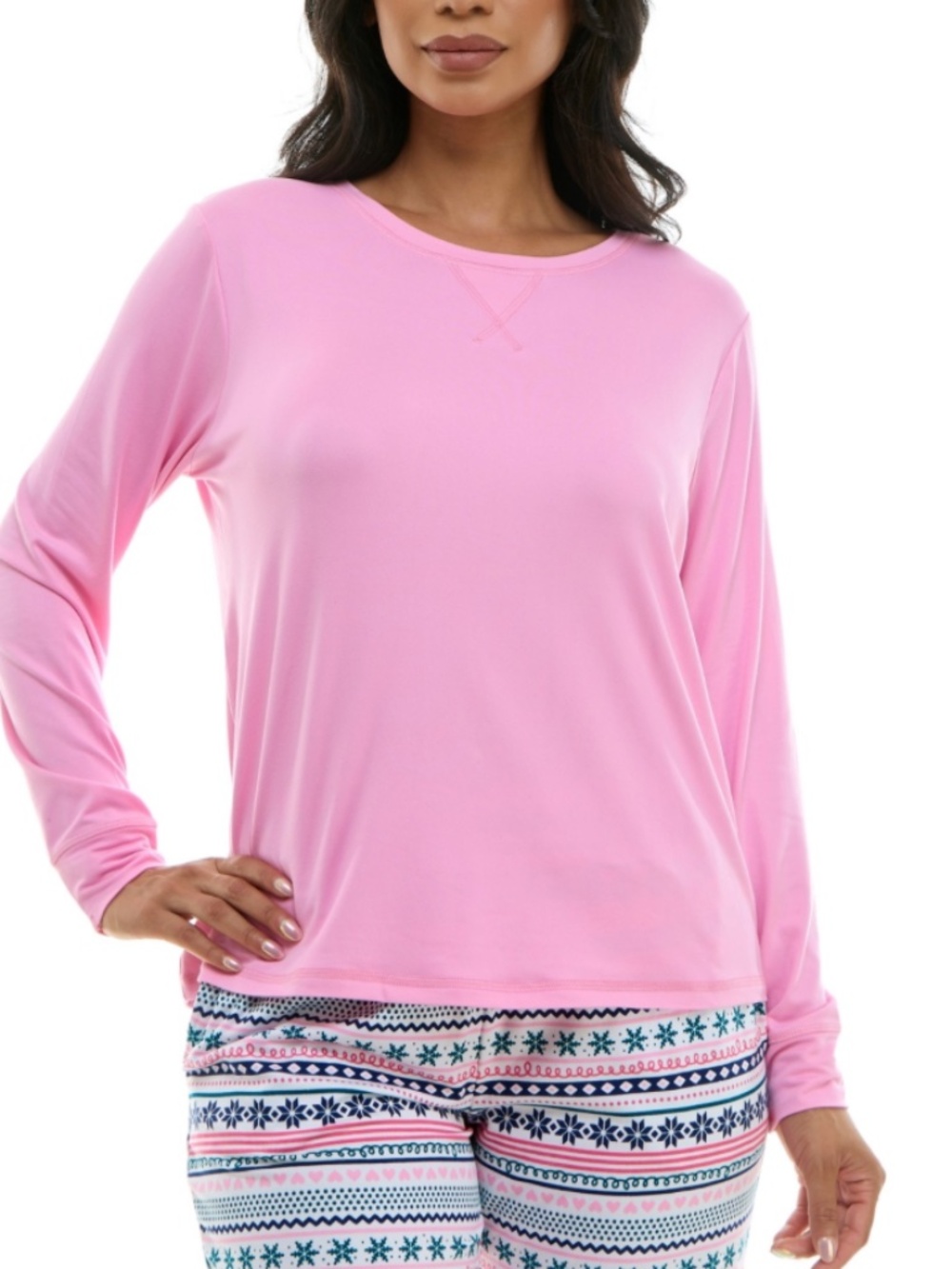 NWT Roudelain Women's Cozy Luxe Long-Sleeve Crewneck Pajama Top - Bonbon 651